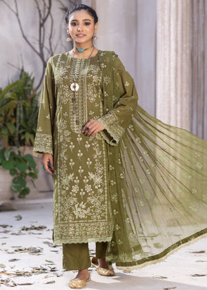 Qalb D-31 : Unstitched Embroidered Lawn Doria 3pc