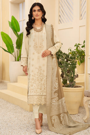 Shafaq SQ-28 : Unstitched Luxury Embroidered Dhanak 3PC