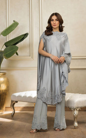 Chamois Embroidered Kaftan With Trouser - 8731