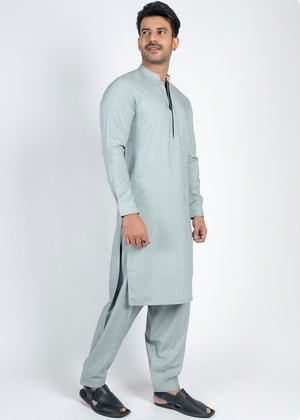 Janab - Shalwar Kameez, Wash & Wear, Blue Grey