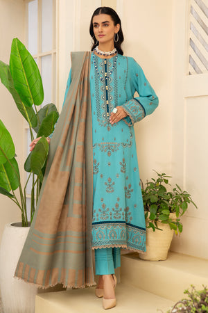 Shafaq SQ-33 : Unstitched Luxury Embroidered Dhanak 3PC