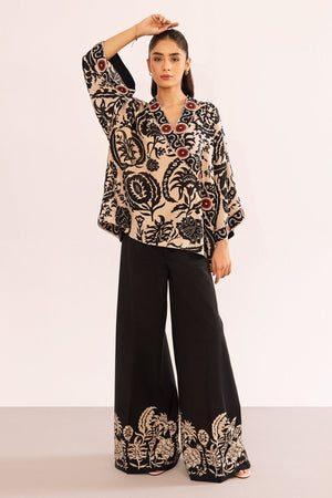 2-PC Printed Raw-Silk Shirt with Trouser CPM-3-231