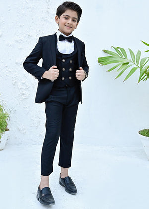 5pcs Black suit (Coat+Waistcoat+Pant+Shirt+Bow) - CPS 001