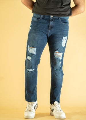 Denimic Jeans - Mid Blue – Slim Taper – Ripped