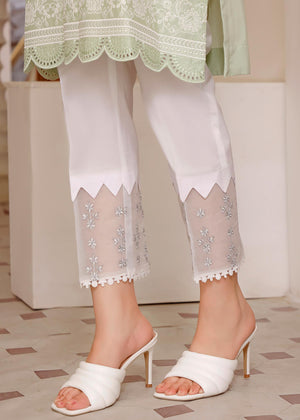 Laces Cut Design Trouser  Cotton  White  BGT34  Silk Avenue Pakistan