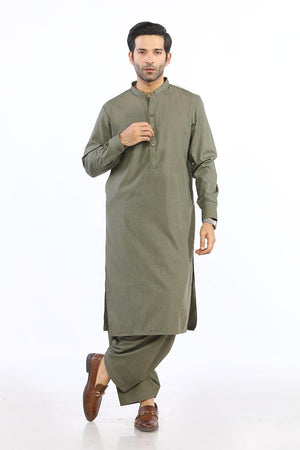 Olive Wash & Wear Shalwar Kameez