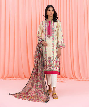 Womens Eid Beige Embroidered Blended Zari Dupatta