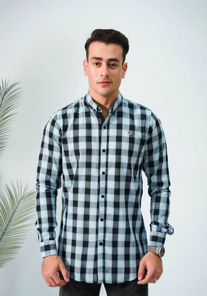 Sky Black Checkered Shirt