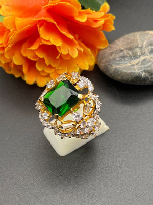 Green, Silver Emerald Ring