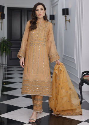 MariGold Embroidered Khaddi Net Unstitched 3Pc Suit