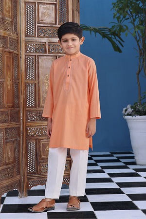 Peach emb boys kurta