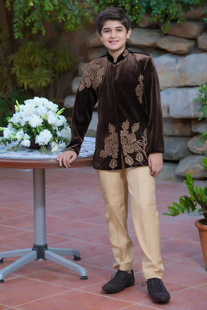 SANA'S - Embroidered Velvet Prince Coat Suit | WC1718 | B507