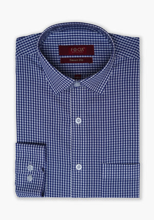 BLUE WHITE CHECK DRESS SHIRT