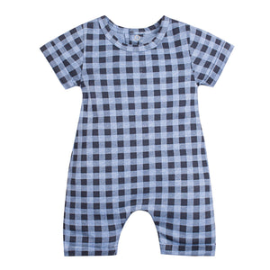 Cotton Check Boys Romper