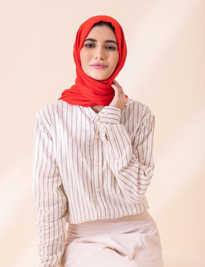 Turkish Slubs Lawn Hijab- Cherry