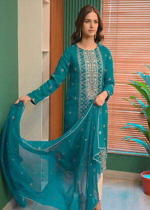 3-PIECE EMBROIDERED CHIFFON SUIT