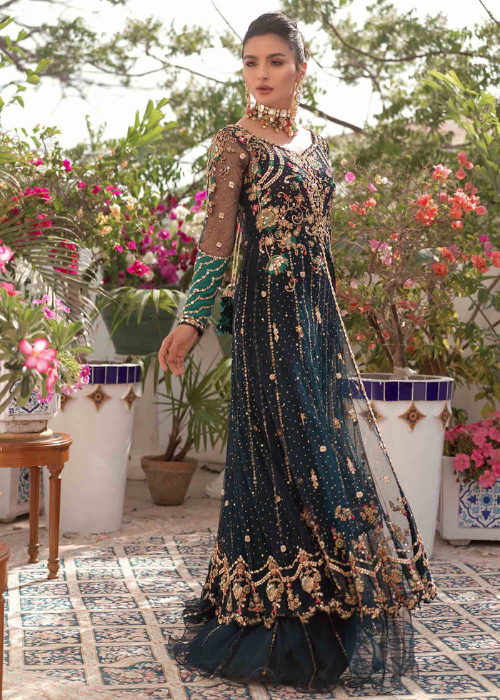 Heavily embellished long peshwas