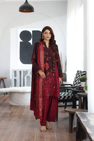 3-Pc Charizma Unstitched Linen with Printed Wool Shawl CPW3-12