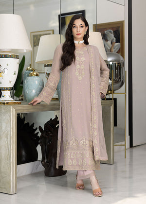 Carnation Pink - Merakish Embroidered Chiffon Unstitched 3Pc Suit