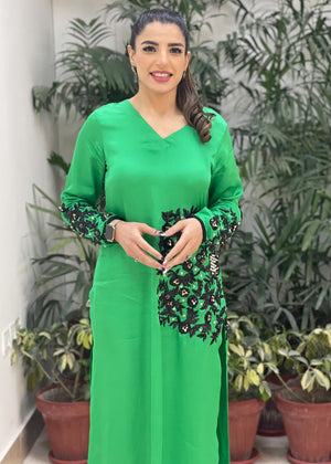 Ainee Faisal - Green Silk Circles - AF 343
