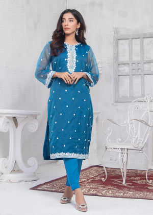 Shahzeb Saeed - Blue Embroidered Women’s 2 PCs Suit (GFSU-2208)