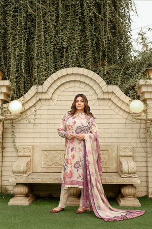 3-Piece Printed Lawn Suit - Ivory KS-SS24-10
