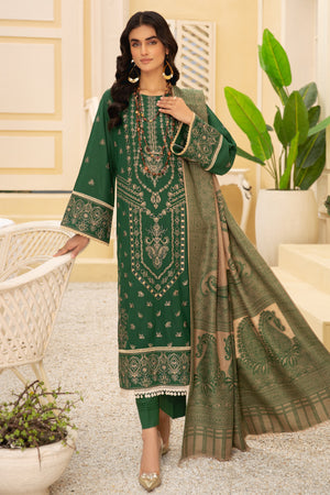 Shafaq SQ-29 : Unstitched Luxury Embroidered Dhanak 3PC