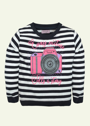 Striped Camera Graphic Sweatshirt