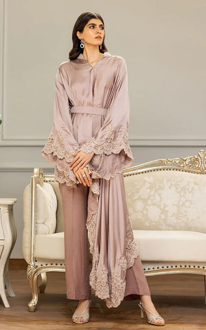 Chamois Embroidered Kaftan With Trouser - 8732