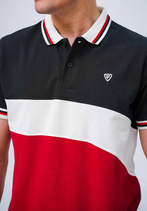 Red Paneled Polo Shirt