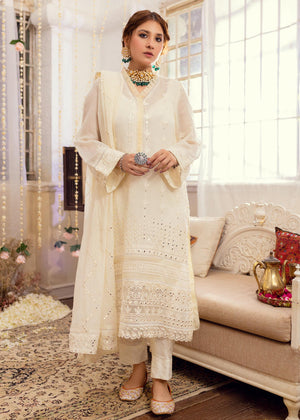 Luxury Embroidered 3pc - Off-White
