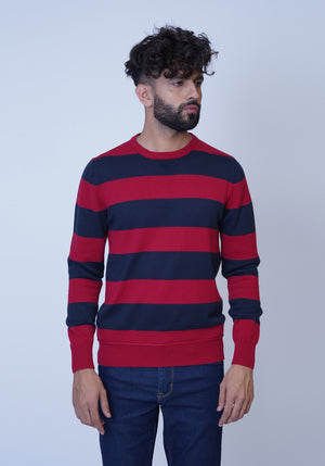 Red and Blue Stripe Knitted Sweater