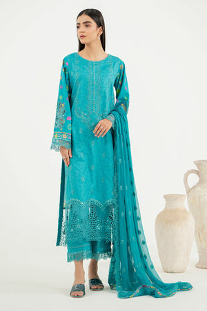 3-Pc Charizma Unstitched Embroidered Lawn With Printed Chiffon Dupatta RM3-14
