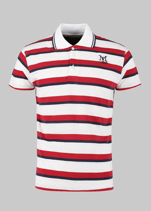 LAMORADO - Red & White Stripe Polo Shirt