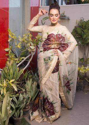 Pehnawa By Rida - Hand Painted Sequinced Signature Saree