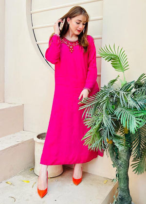 Rayon - Pink Raw Silk Dress