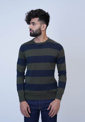 Green and Blue Stripe Knitted Sweater