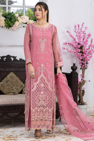 Embroidered Organza Gown Suit 4PC -2643
