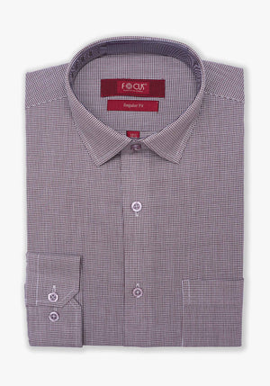 BROWN SMALL CHECK DRESS SHIRT