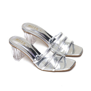 Silver Mid Size Crystal Heeled Sandal