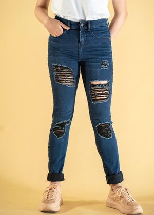 Denimic Jeans - Dark Blue – High Rise Super Skinny – Ripped