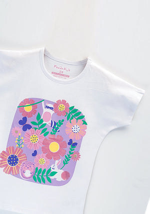 White Floral Graphic T-Shirt