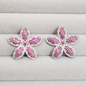 Pastels - Micro pave cubic zirconia flower Earrings - Luxury - 022