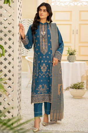 Shafaq SQ-31 : Unstitched Luxury Embroidered Dhanak 3PC