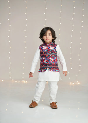 Maroon Printed Waistcoat