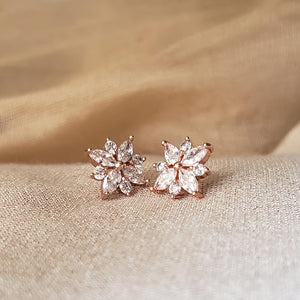 Pastels - Rose gold crystal snowflake Earrings - Luxury - 040