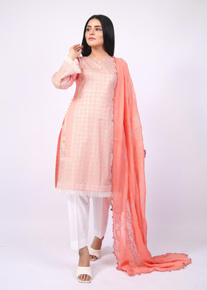 FashionPorters - Unstitched 3 Piece Block Printed Cotton Lawn Soft Pink Suit SUS22-RY20