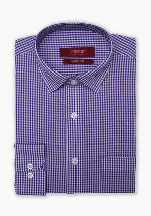 PURPLE CHECK DRESS SHIRT