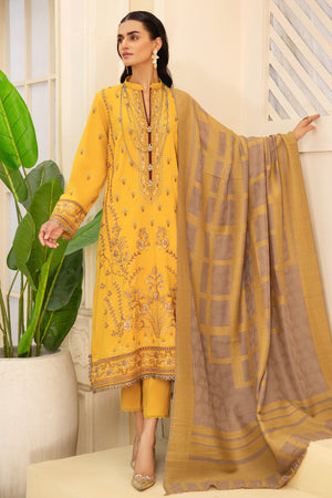 Shafaq SQ-35 : Unstitched Luxury Embroidered Dhanak 3PC
