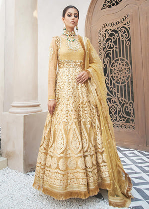 Dureshahwar Atelier - Gold Anarkali Flared Gown